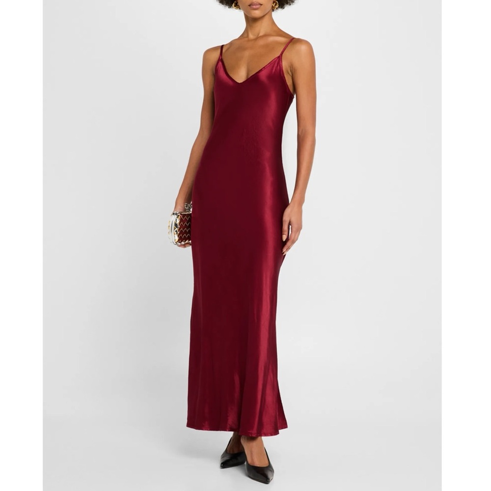 Enza Costa bias cut satin midi dress in Ruby